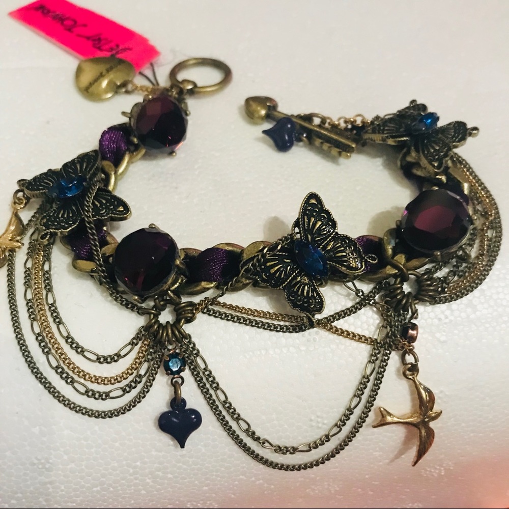 Betsey Johnson butterfly bracelet gypsy boho gothic bohemian fairy festival B13 - Picture 1 of 6